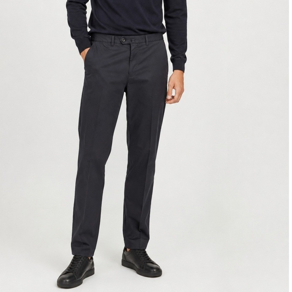 Zegna Sport Trousers Mens Navy Blue Cotton‎ Blend Stretch Straight Leg Pants